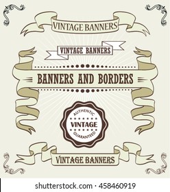 Set Of Vintage Banners and Borders . Vector illustration