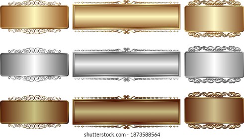 set of vintage banners golden, silver and bronze