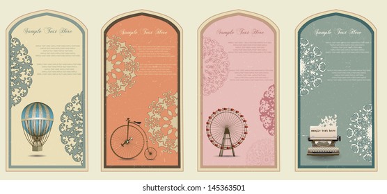 set of vintage banners and labels