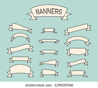 Set of vintage banners. Old ribbon banners in vintage style. Eps10