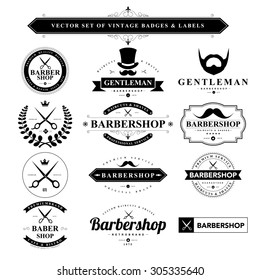 Set of vintage  barber badges and labels