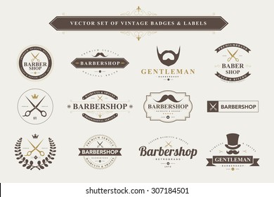 Set of vintage  barber badges and labels