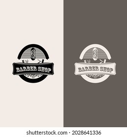 Set of vintage barber shop badges and emblems. logo design premium vector