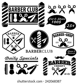 Set Of Vintage Barber Shop Badges