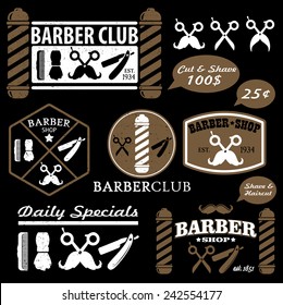Set Of Vintage Barber Shop Badges