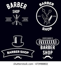 Set Vintage Barber Shop Emblems Label Stock Vector (Royalty Free ...