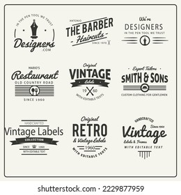 Set of vintage barber shop logo, labels, badges and elements illustration design 