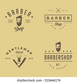 Set Of Vintage Barber Shop Logo