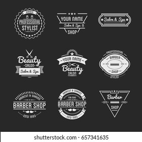 Set Of Vintage Barber Shop Logo And Beauty Spa Salon Badges.