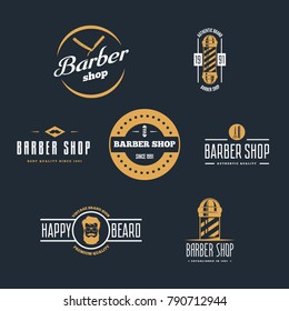 Set of vintage barber shop logo, labels, badges and design element