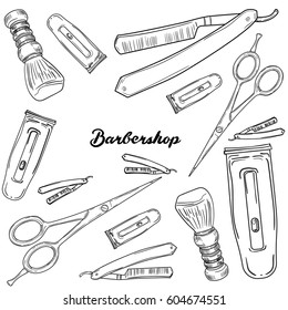 Set of vintage barbershop elements