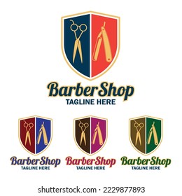 Set of vintage barbershop emblems, gentleman logo, labels, badges, logos. Layered. visit my portfolio for more barber shop designs 