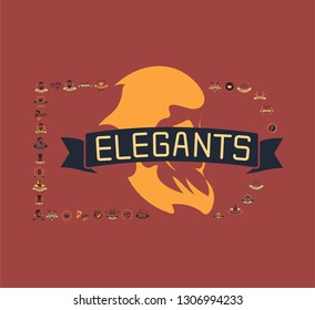 Set of vintage barbershop emblems, labels, badges, logos. Vector collection of hand drawn barbershop tools and accessories with hipster model man.