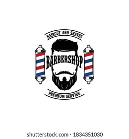 Set of vintage barbershop emblems, labels, badges, logos. Layered. Text is on separate layer. Isolated on white background