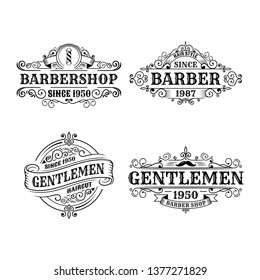 Set of Vintage barbershop label design, calligraphy and typography elements styled design