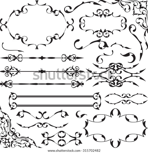 Set of\
vintage baroque art elements is on\
white