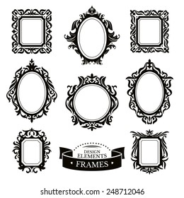 Set of vintage baroque frames vector illustration