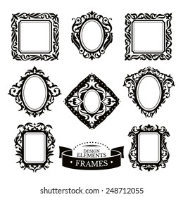 Set of vintage baroque frames vector illustration