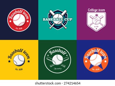 Set of vintage baseball championship logos and badges