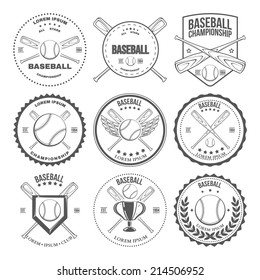 Set of vintage baseball labels and badges. Vector illustration