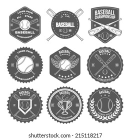 Set of vintage baseball labels and badges. Vector illustration