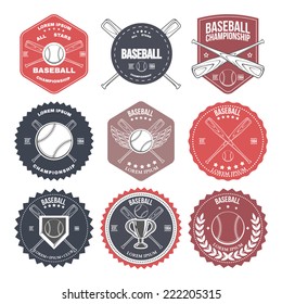 Set of vintage baseball labels and badges. Vector illustration