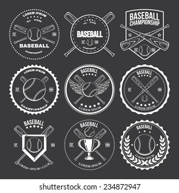 Set of vintage baseball labels and badges Vector illustration