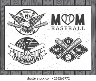 Set of vintage baseball labels and badges