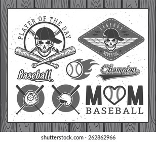 Set of vintage baseball labels and badges