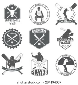 Set of vintage baseball labels and badges. Vector Illustration