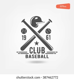 Set of vintage baseball labels and badges,  game of softball bat