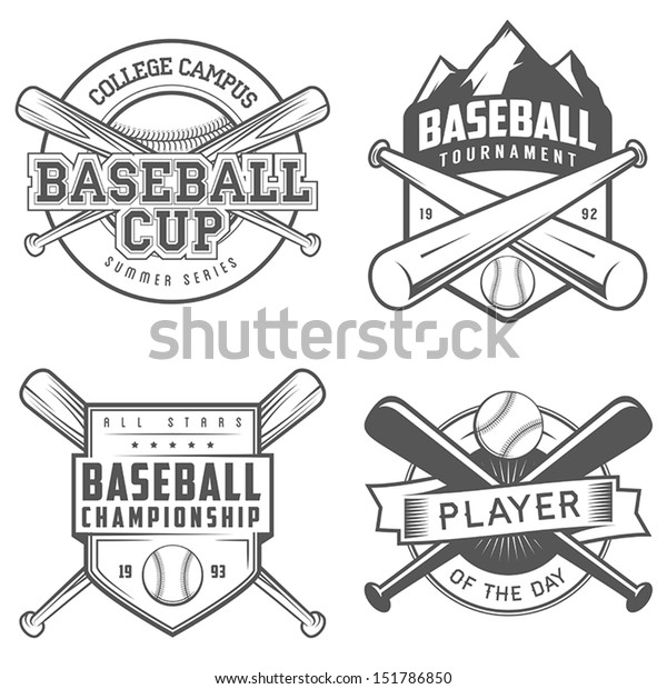 Set of vintage\
baseball labels and badges