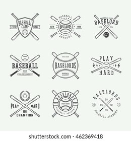 conjunto de logotipos de béisbol, emblemas, insignias y elementos de diseño. Ilustración del vector

