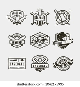 set of vintage baseball logos. retro styled sport emblems, badges, design elements, logotype templates. vector illustration