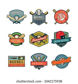 set of vintage baseball logos. retro styled sport emblems, badges, design elements, logotype templates. vector illustration