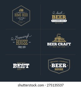 Set of vintage beer badge and logo. Vector illustration