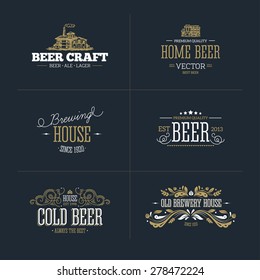 Set of vintage beer badge and logo. Vector illustration