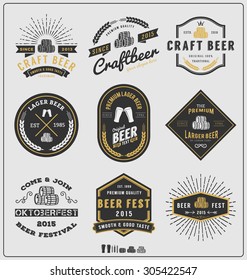 Set Of Vintage Beer Badge Logo And Labels Template Design.Vector Illustration