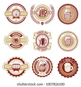 Set of vintage beer labels. Design elements for logo, label, emblem, sign, menu. Vector illustration