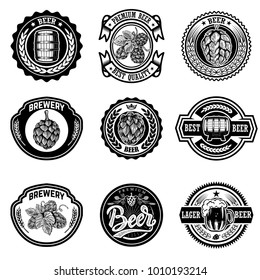 Set of vintage beer labels. Design elements for logo, label, emblem, sign, menu. Vector illustration