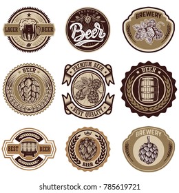 Set Of Vintage Beer Labels. Design Elements For Logo, Label, Emblem, Sign, Menu. Vector Illustration