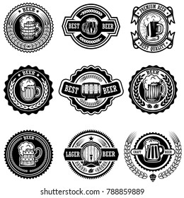 Set of vintage beer labels. Design elements for logo, label, emblem, sign, menu. Vector illustration