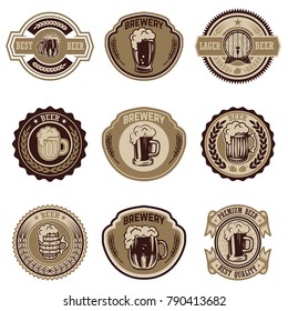 Set of vintage beer labels. Design elements for logo, label, emblem, sign, menu. Vector illustration