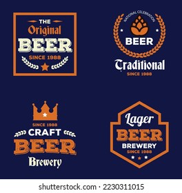 Set of Vintage beer Labels, Logo Templates For Beer House, Brewing Company, Pub, Bar