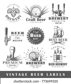 Set of vintage beer labels. Posters, stamps, banners and design elements. Vector illustration