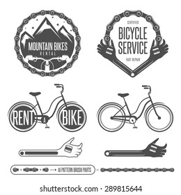 Set of vintage bicycle badges and design elements