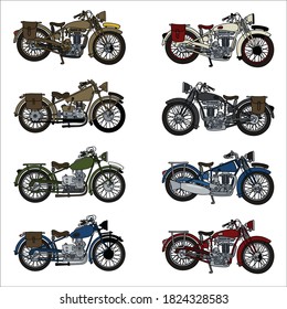 Set of Vintage bikes 100% vector.