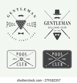 Set of vintage billiard labels, emblems and logos