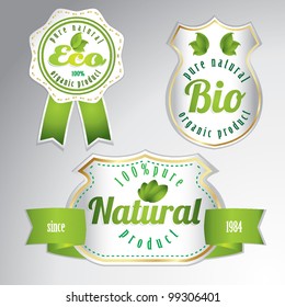 set of vintage bio eco labels