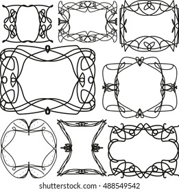 Set of vintage black frames, ornament frames